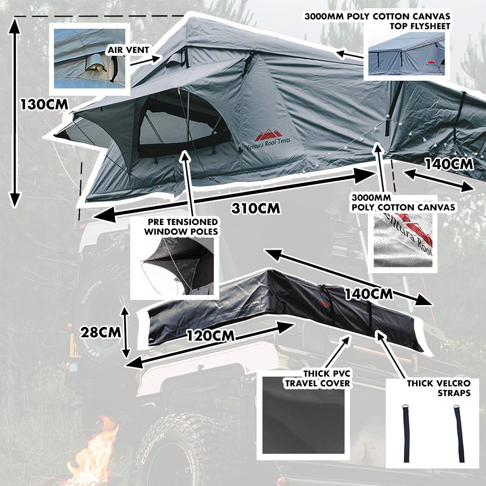 Extended Ventura Deluxe 1.4 Roof Top Tent (PRE ORDER)